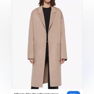 All Saints Albie Tan Wool Blend Coat